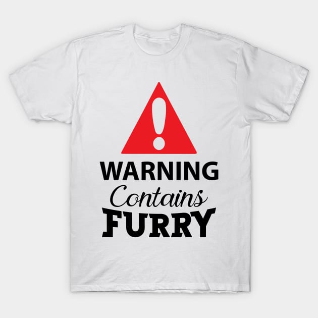 Contains Furry Funny Warning Sign Furries Yiff T-Shirt by Mellowdellow